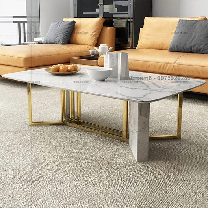 Bàn trà mạ vàng hiện đại kết hợp mặt đá phong cách độc đáo M8-4320