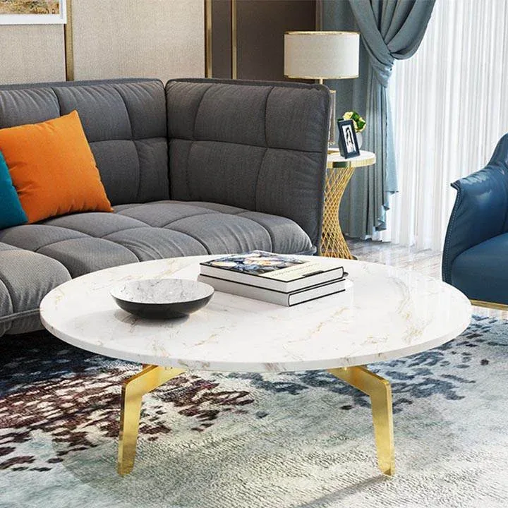Bàn sofa mặt đá chân inox phong cách Bắc Âu M8-4324