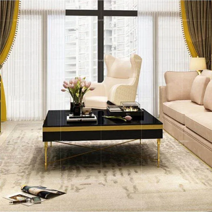 Bàn trà mạ titan mặt kính cường lực cao cấp M8-4389