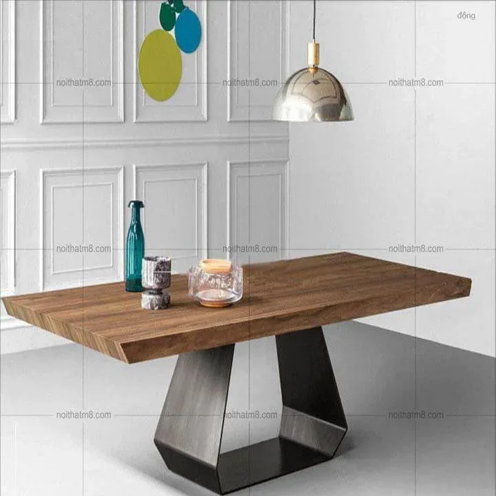 Bàn ăn gỗ kết hợp chân sắt hiện đại M8-4579