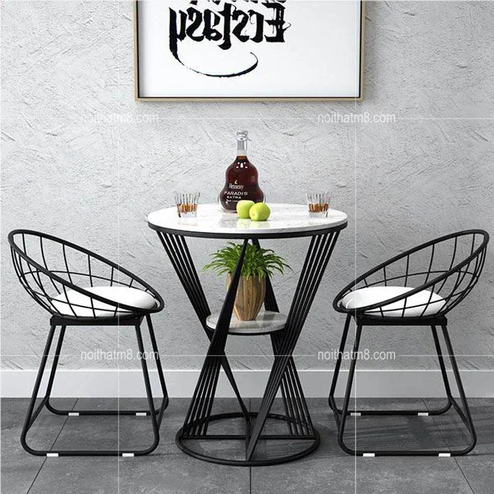 Bộ bàn ghế cafe đẹp chất liệu sắt sơn tĩnh điện M8-4813