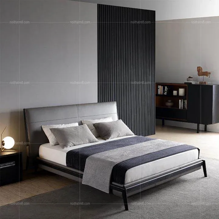 Mẫu giường bọc da kết hợp chân sắt sơn tĩnh điện M8-6021