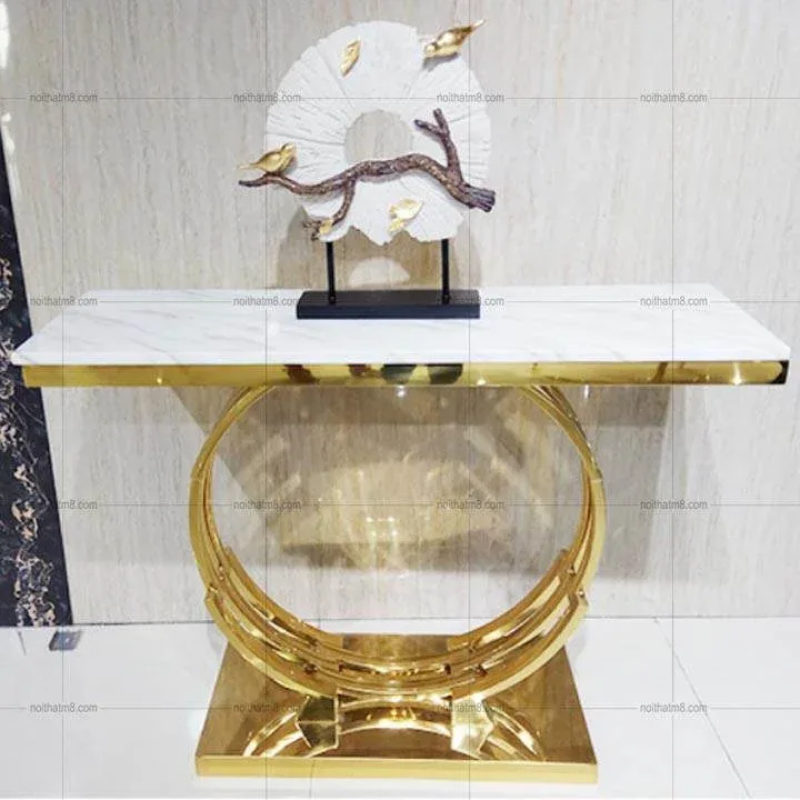 Bàn trang trí mạ vàng mặt đá sang trọng ai nhìn cũng mê M8-9058