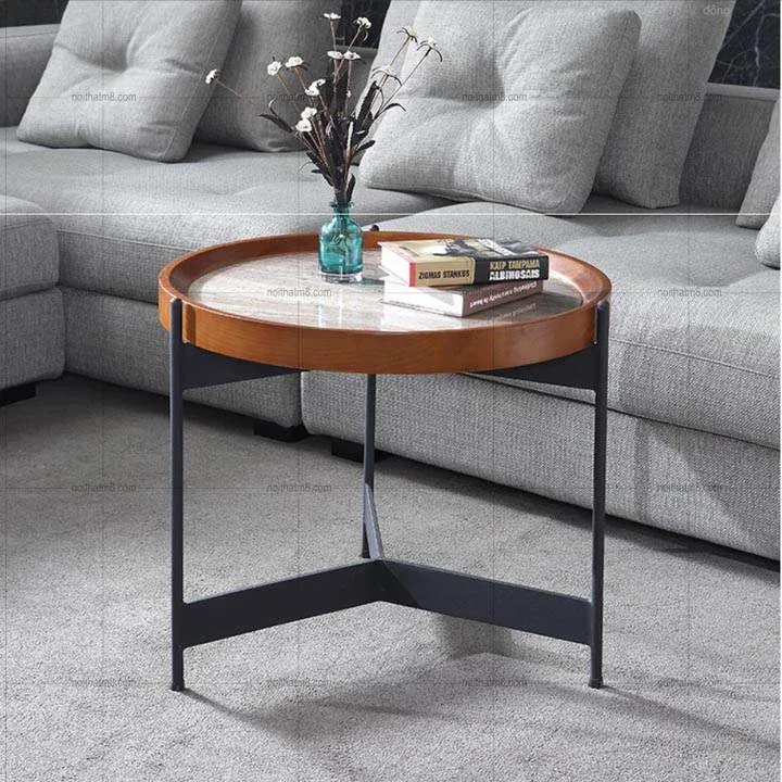 Bàn tab sofa mặt đá chân sắt sơn tĩnh điện M8-9064