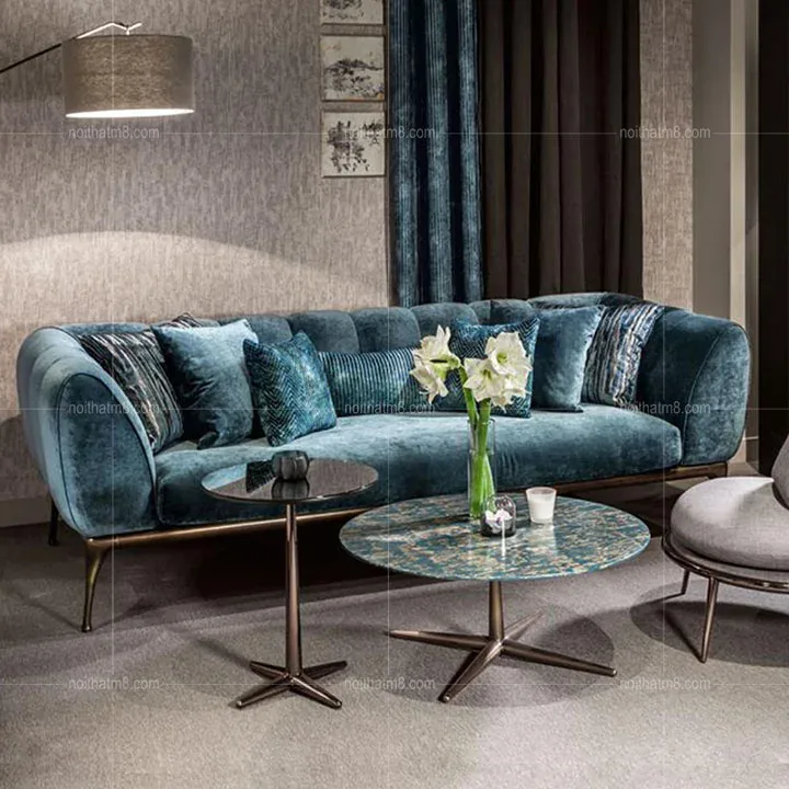 Mẫu ghế sofa nỉ nhung dáng cao thanh thoát M8-3573