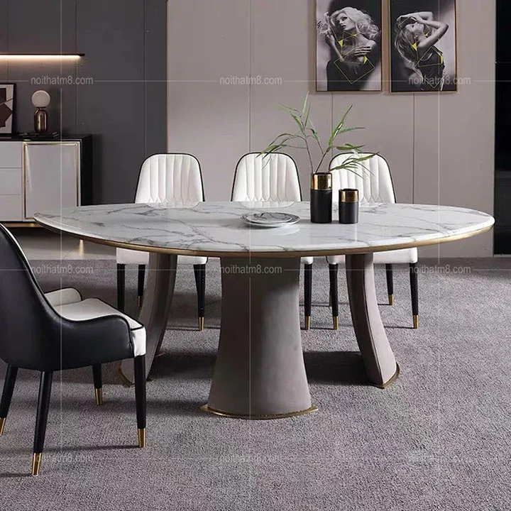 Bàn ăn mặt đá tự nhiên kiểu dáng hiện đại M8-4143