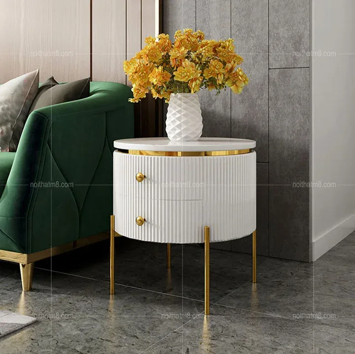 Mẫu bàn tab sofa gỗ kết hợp inox 304 mạ titan cao cấp M8-9089