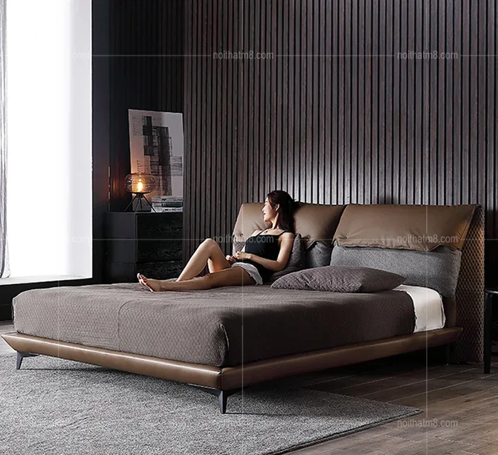 Mẫu giường ngủ đẹp bọc da cao cấp, sang trọng M8-6052