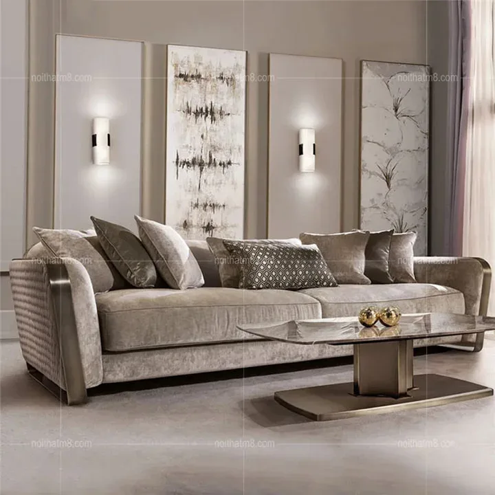 Bộ sofa nỉ nhung phòng khách hiện đại, sang trọng M8-3501
