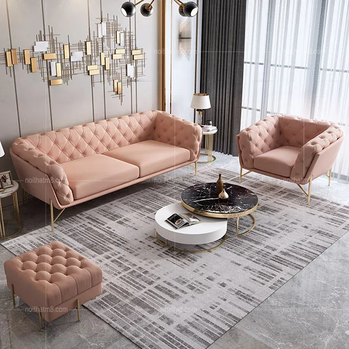 Sofa da phòng khách kiểu dáng văng hiện đại M8-3629