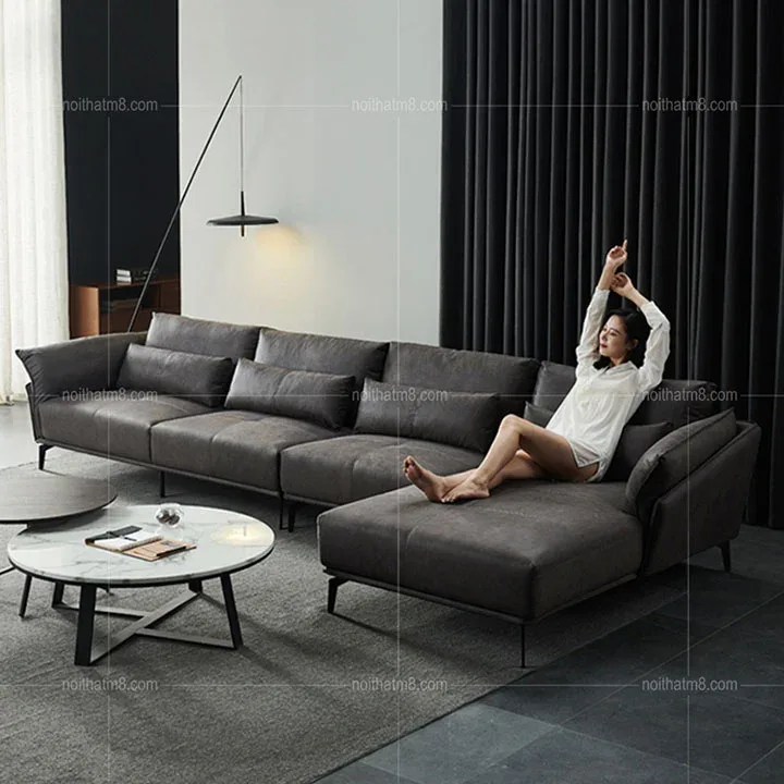 Bộ sofa da cao cấp với khung sắt sơn tĩnh điện sang trọng M8-3620