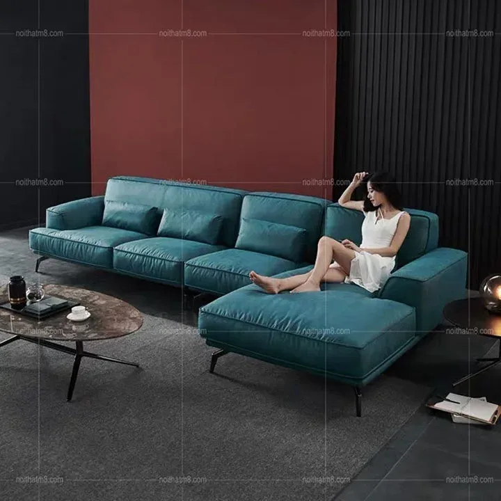 Mẫu sofa da góc chữ L cao cấp, hiện đại M8-3640