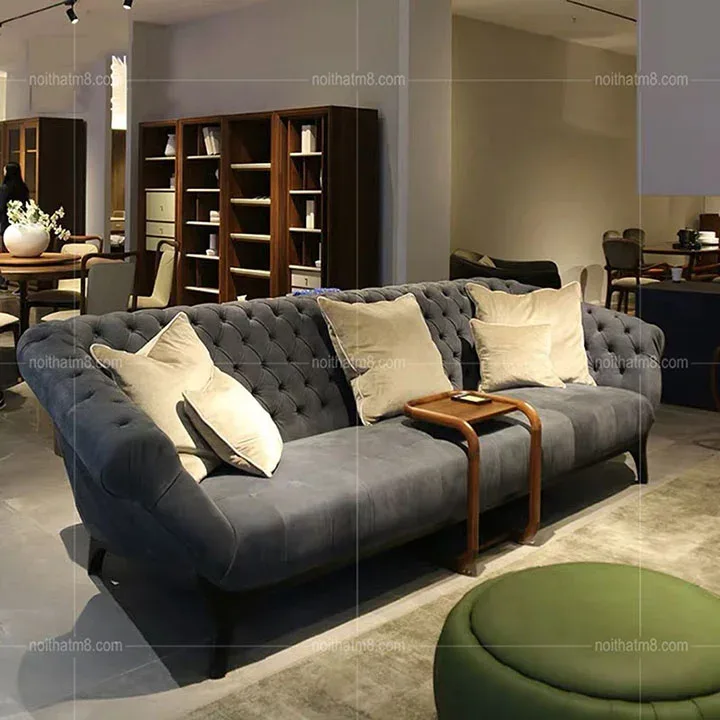 Mẫu ghế sofa nỉ nhung phòng khách ấn tượng M8-3541
