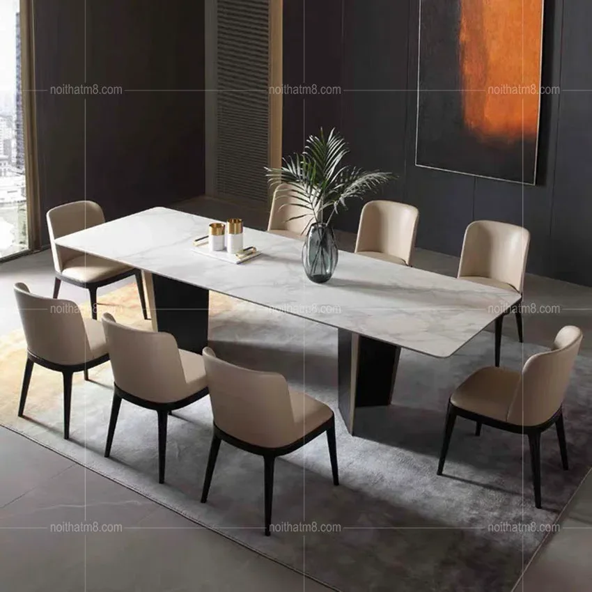 Bàn ăn mặt đá hiện đại sang trọng được nhiều người yêu thích M8-4095