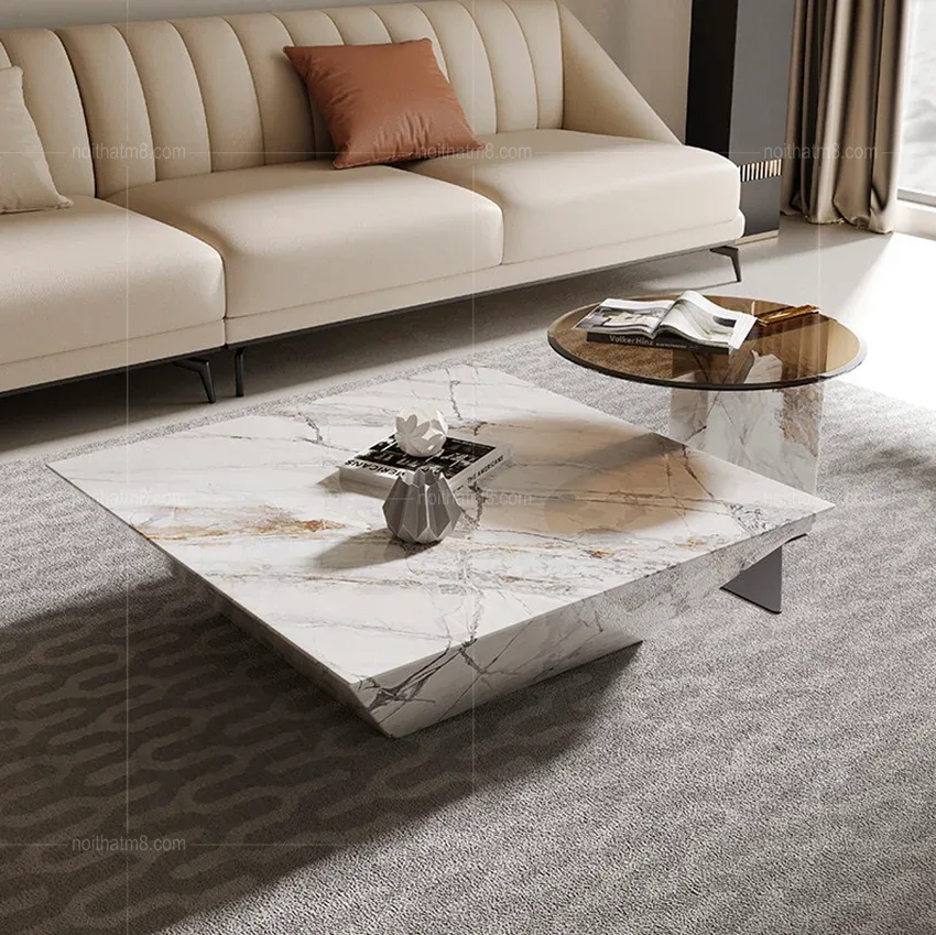 Bộ đôi bàn trà đá cao cấp, sang trọng M8-4299