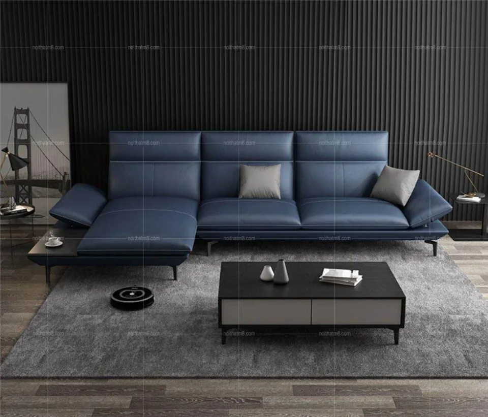 Ghế sofa da dáng chữ L hiện đại, lịch lãm M8-3566