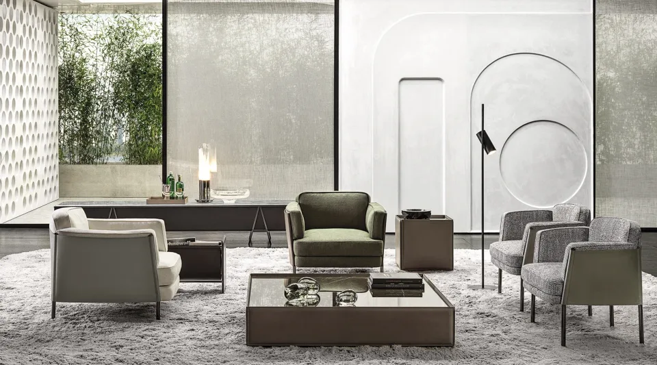 Ghế bành thư giãn khối hộp bọc da yên ngựa M8-I120