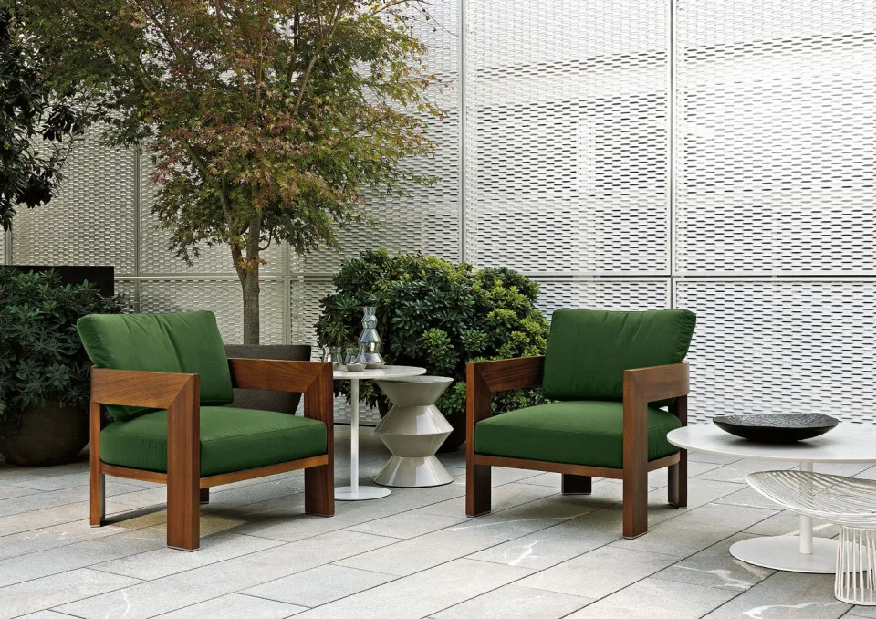 Ghế bành ngoài trời gỗ iroko đệm sâu êm M8-I135
