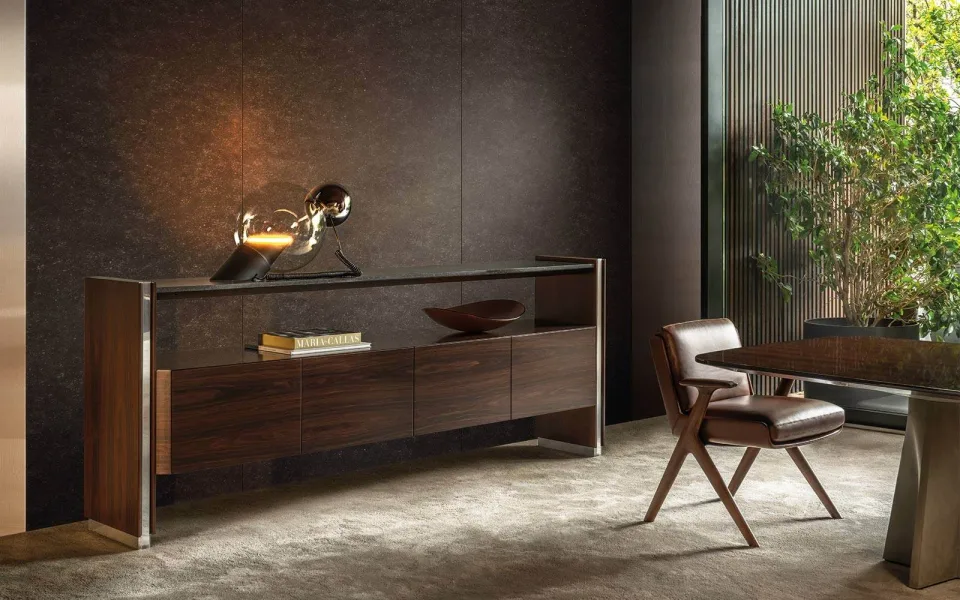 Kệ sách trang trí tủ ngang chân nhôm đá cẩm thạch M8-I174