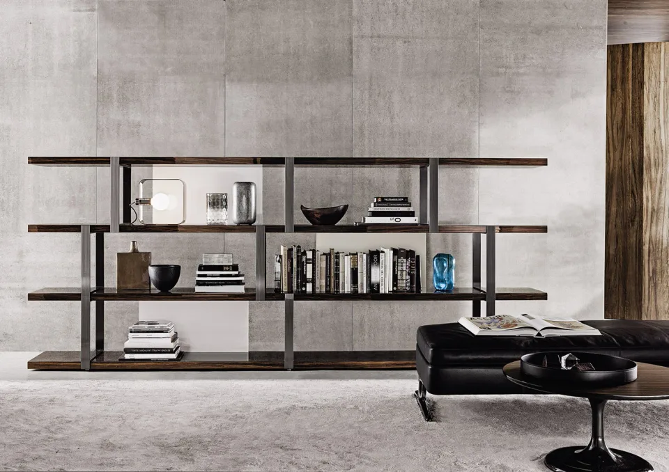 Kệ sách trang trí kiến trúc ngang dày gỗ palisander M8-I182