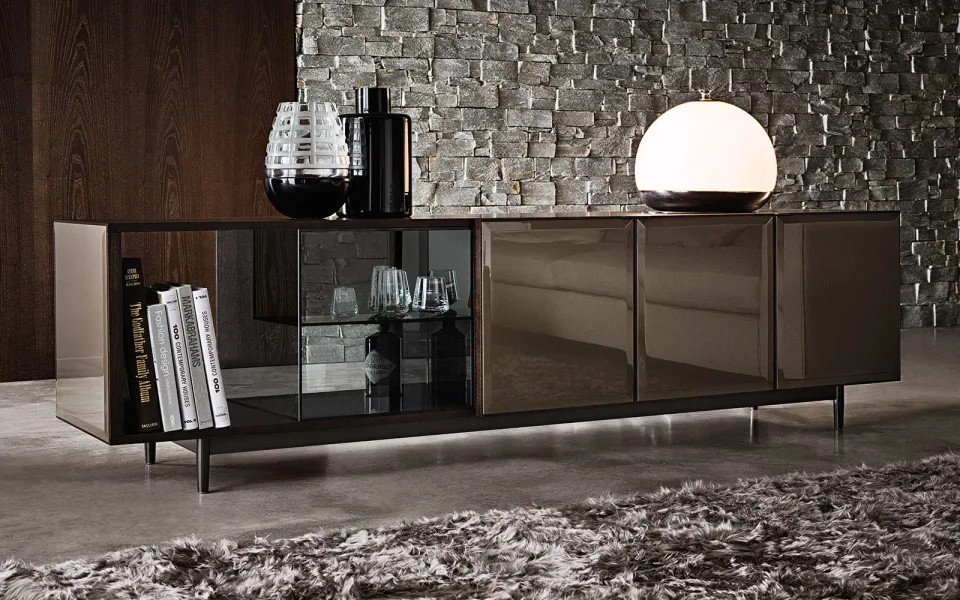 Kệ sách trang trí hệ tủ lưu trữ cửa da sơn bóng M8-I199