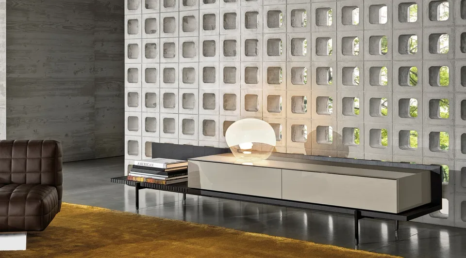 Kệ sách trang trí tủ lơ lửng chân nhôm kính đồng M8-I205