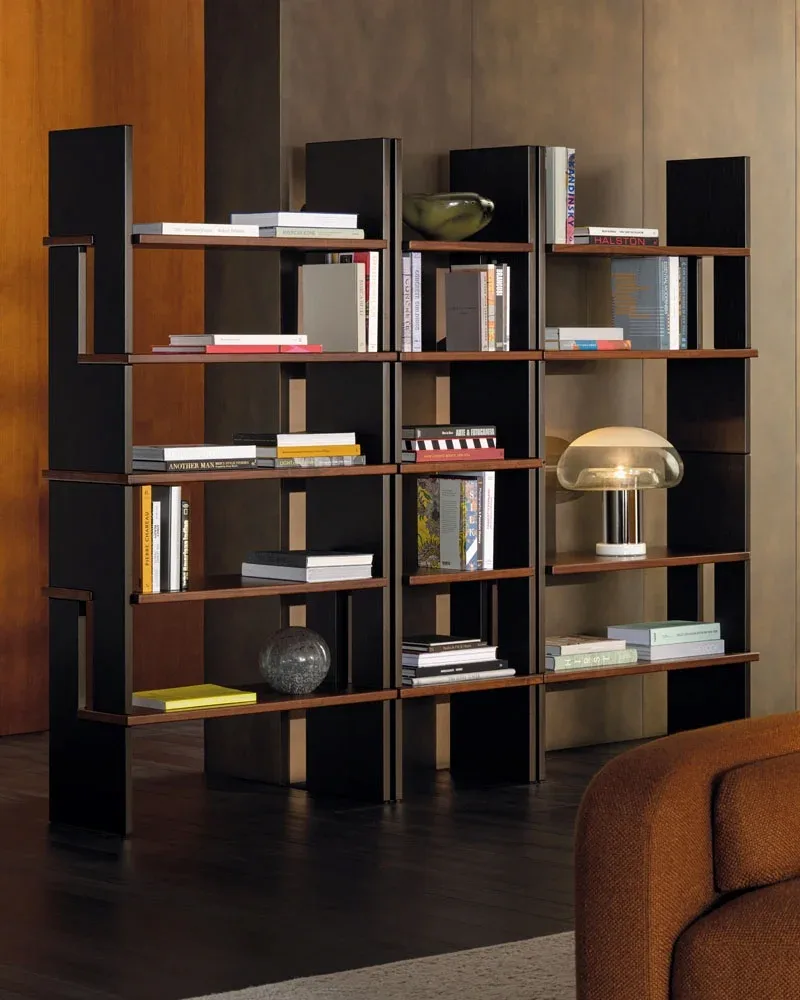 Kệ sách trang trí modul hình học nhôm sơn bóng và gỗ M8-I208