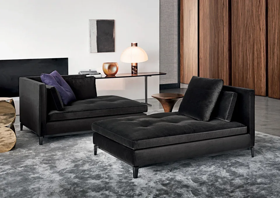 Ghế nằm thư giãn chaise longue bọc lông vũ chân nhôm đúc M8-I211