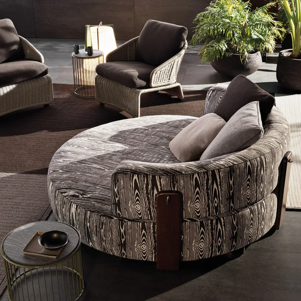 Ghế nằm thư giãn chaise longue tựa lưng gỗ đệm dày M8-I215
