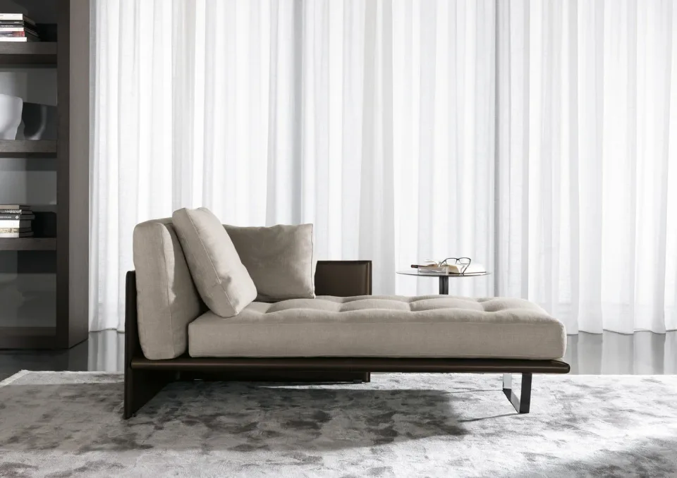 Ghế nằm thư giãn chaise longue bọc da yên ngựa M8-I216