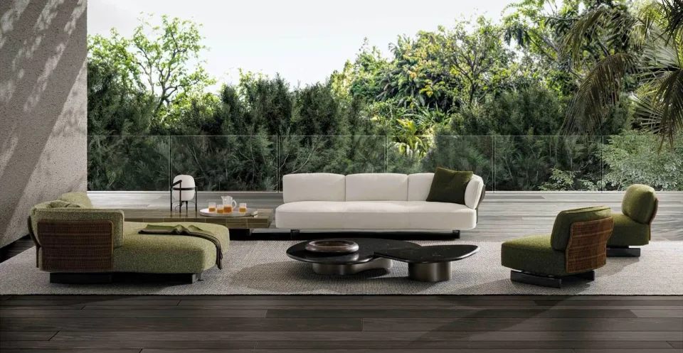Ghế nằm ngoài trời đảo ngồi cánh hoa dây bện xoay được M8-I220