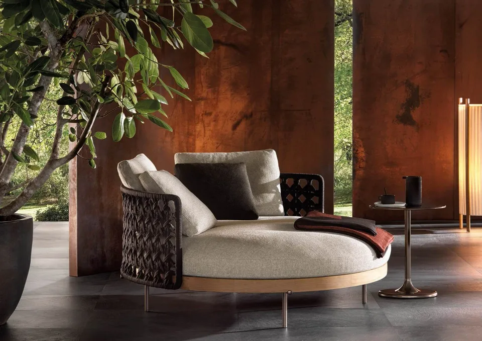 Ghế nằm ngoài trời khung gỗ teak lưng mây đan nhẹ nhàng M8-I225