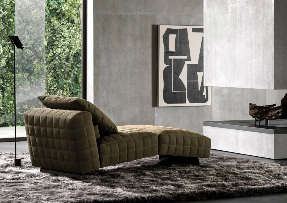 Ghế nằm thư giãn chaise longue bọc nệm chân nhôm cong M8-I226