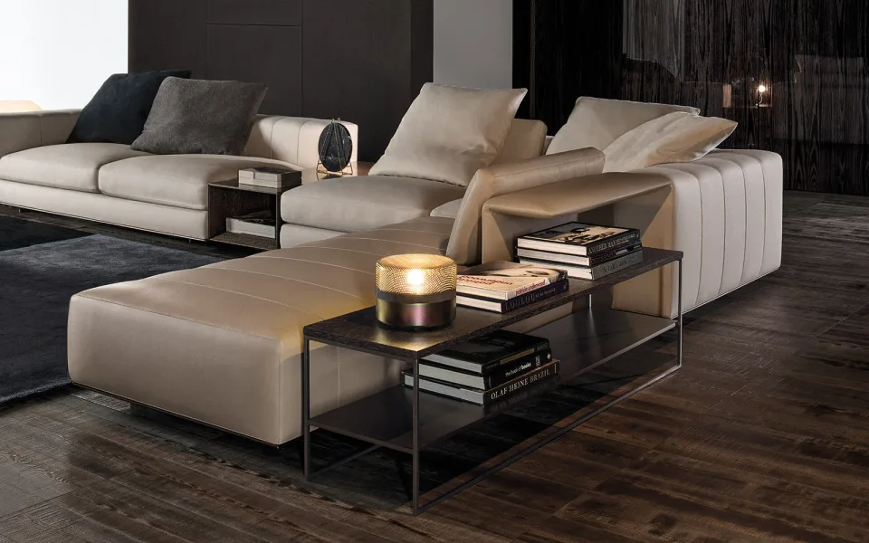 Bàn trà thanh mảnh sắt màu đồng mặt cẩm thạch gỗ lacquer M8-I253