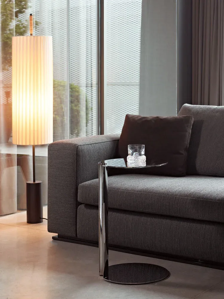 Bàn trà phụ hình trống kim loại mạ chrome sáng bóng M8-I319