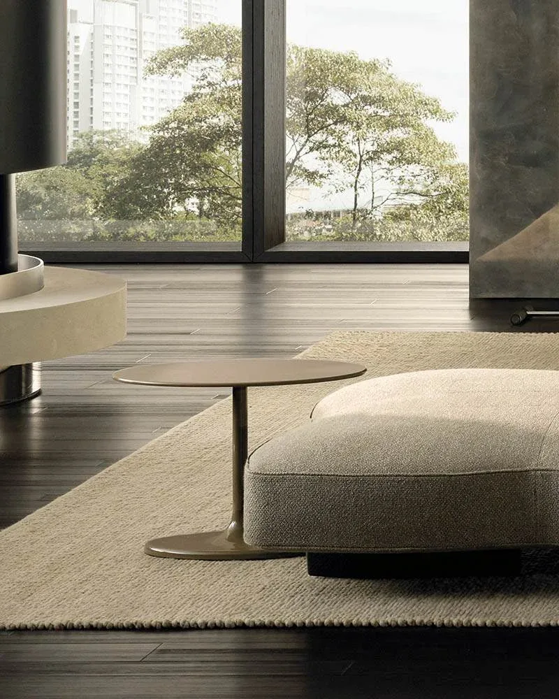 Bàn trà nhôm đúc mặt oval sơn bóng tông bronze mocha M8-I347