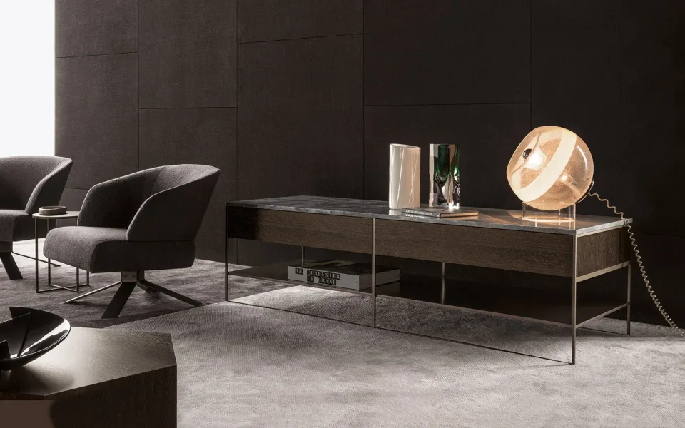 Bàn console khung sắt mảnh sơn bronze mặt đá hoặc gỗ M8-I357