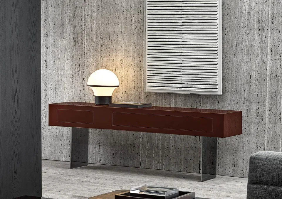 Bàn console khối vuông chân thép lá niken đen M8-I368