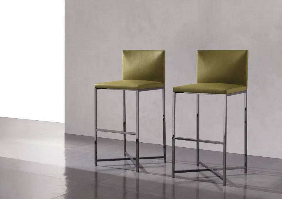 Ghế đôn tối giản chân chữ thập kim loại niken đen M8-I388