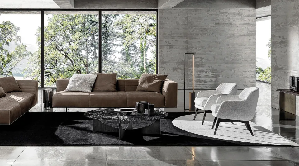 Thảm trang trí hoạ tiết bán nguyệt Lyocell màu tro M8-I456