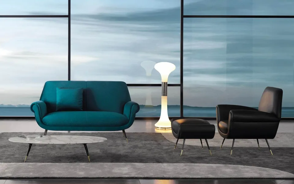 Sofa bọc nhung mohair chân thon phong cách hoài cổ M8-I487