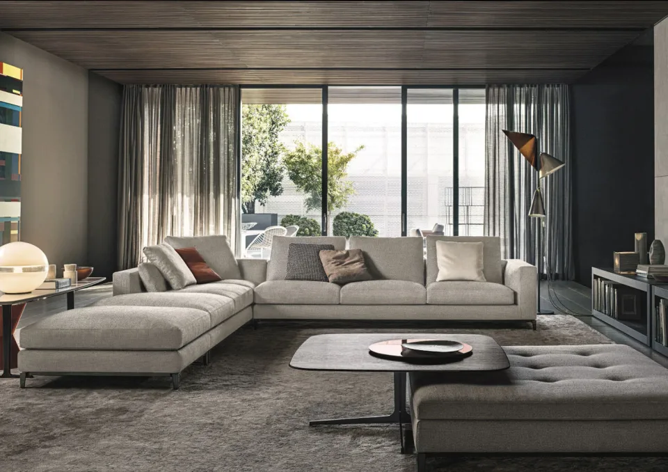 Sofa nổi trên chân kim loại đúc đệm lông vũ êm M8-I494