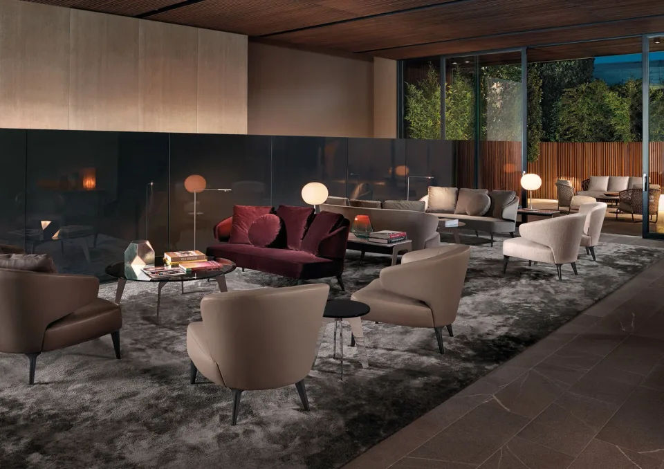 Sofa nhỏ gọn lưng ôm cong liền tay vịn hoài cổ M8-I502