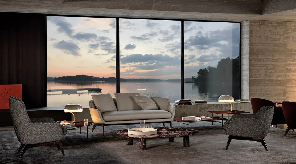 Sofa bọc vải hoặc da với đường đai viền ôm dáng ngồi M8-I504