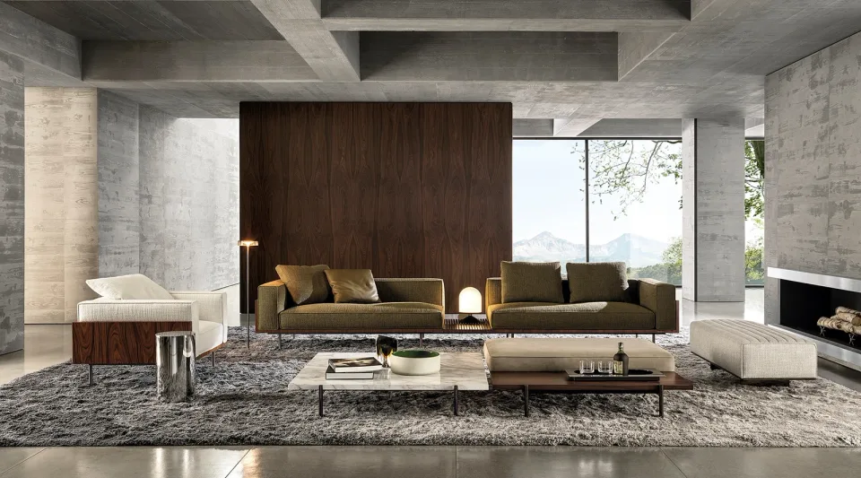 Sofa khung gỗ palisander nâu đậm chân kim loại M8-I507