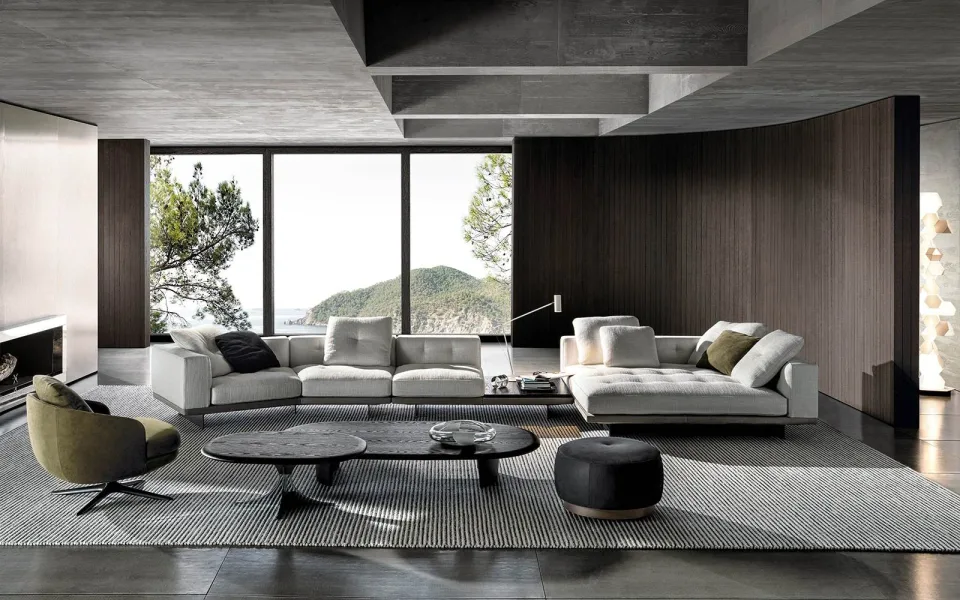 Sofa modul đế treo cánh nhôm đường chỉ may đo M8-I515