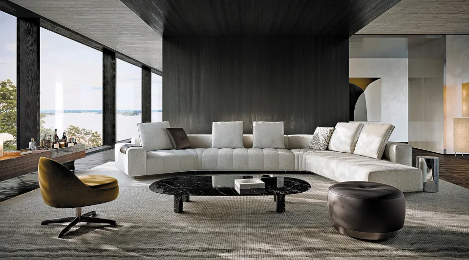 Sofa mô-đun nệm chần ô lò xo túi, khay da tuỳ chọn M8-I524