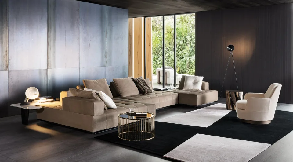 Sofa mô-đun đệm liền chần ô vuông, lưng tựa rời tuỳ chỉnh M8-I531