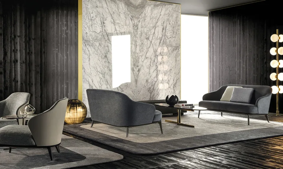 Sofa nhỏ gọn lưng ôm chân nhôm đúc, khung gỗ tần bì M8-I533
