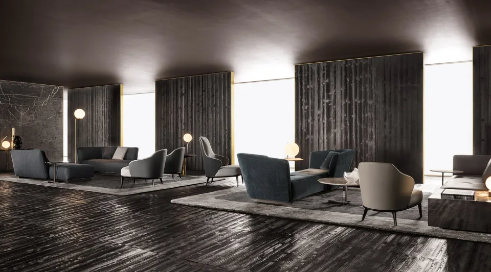 Sofa mô-đun dáng mềm chiều sâu vừa cho khách sạn M8-I536